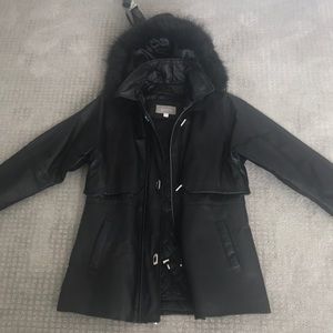 croft & barrow woman’s hooded, black leather